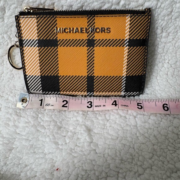Michael Kors Accessories - Michael Kors Coin Pouch Wallet Womens Plaid Zip ID Card Holder Keychain